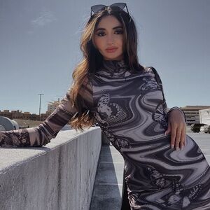 Urban outfitters mini long sleeve butterfly dress